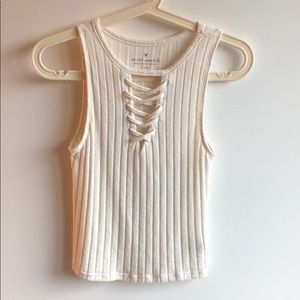 American Eagle Outfitters Knit Lace Up Crop Top